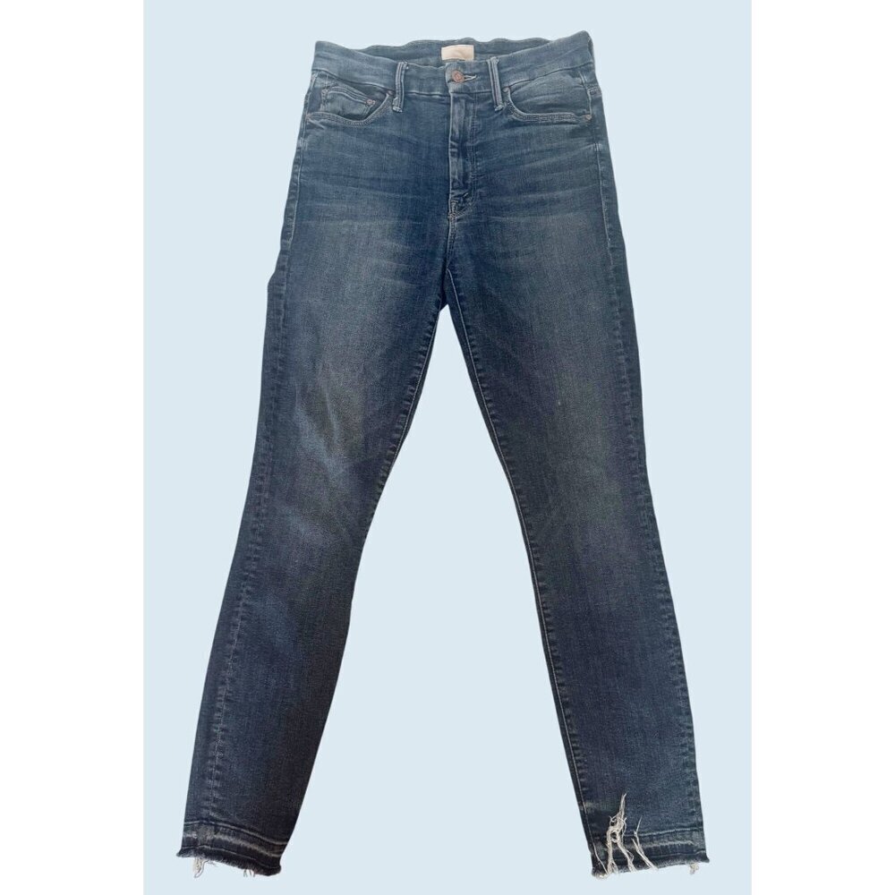 MOTHER High Waisted Looker Crop Raw Hem Jean Size 26